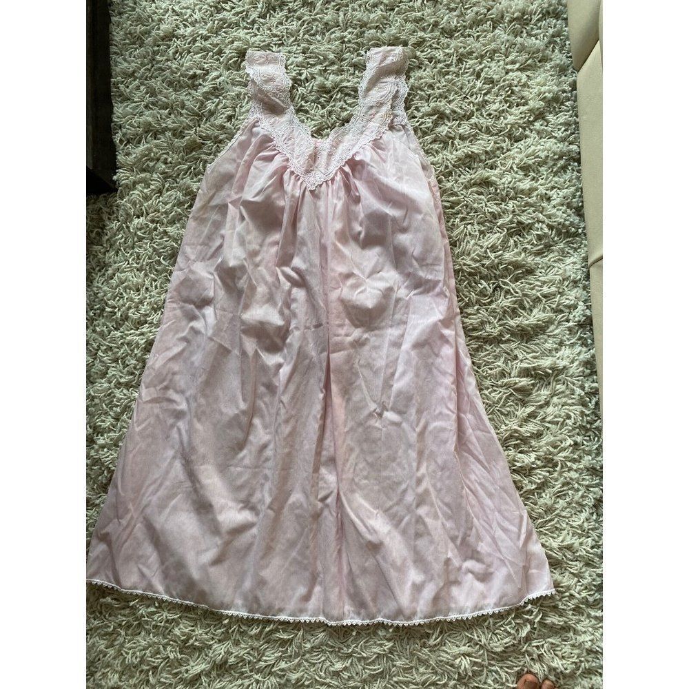 Vintage Lady Lynne Slip Dress Pink Embroidered Nightgown Night Gown Medium Large
